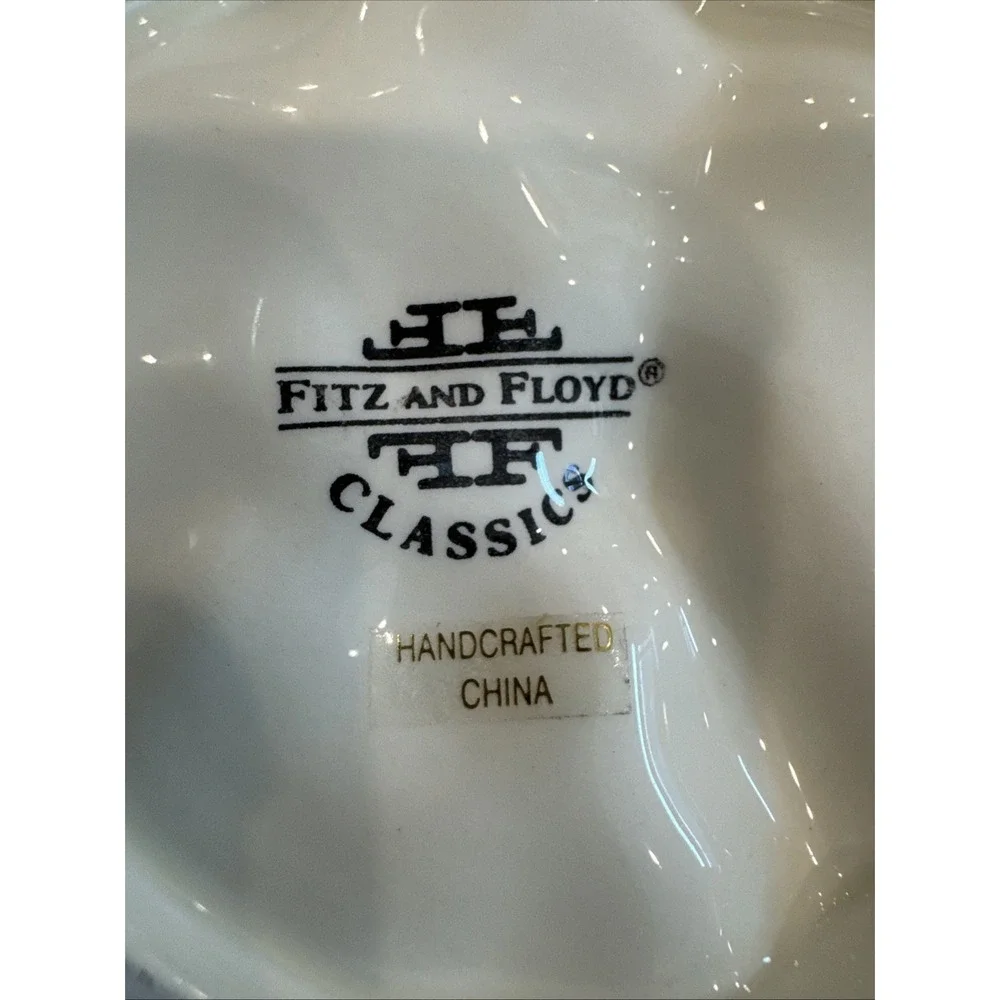 Fitz & Floyd Grapes Leaf Embossed Nut Candy Trinket Dish NOB